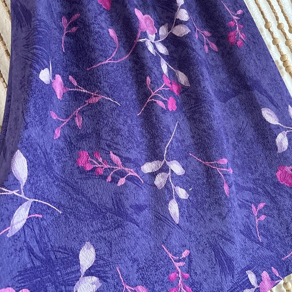 Vintage Made in USA Colorful Purple Pink Floral Leaf Fairycore Whimsy Skirt Lg - Picture 2 of 5
